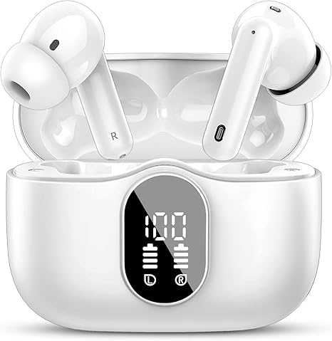 Wireless Earbuds, Bluetooth 5.4 Headphones Bass Stereo, Ear Buds with Noise Cancelling Mic