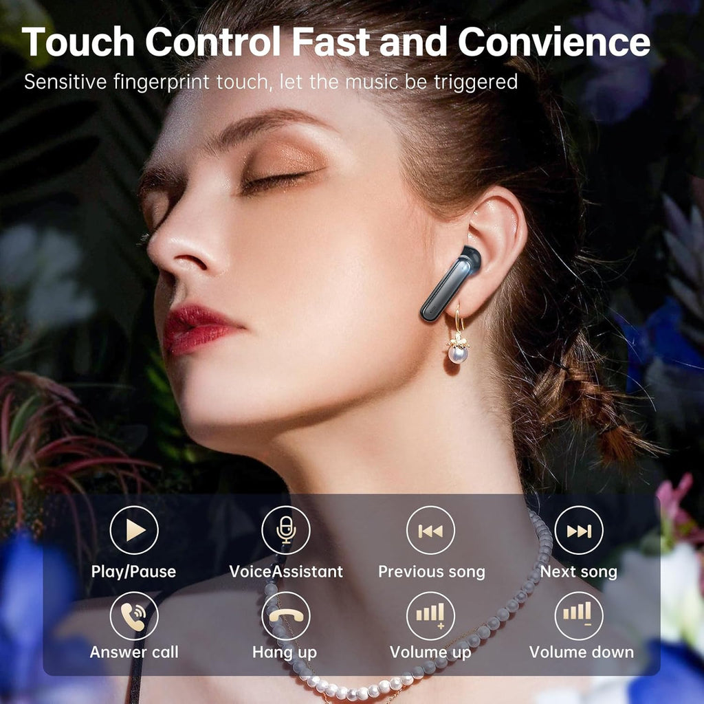 Wireless Earbuds, Bluetooth 5.3 Headphones HiFi Stereo 50H Playback LED Digital Display Ear Buds with ENC Noise