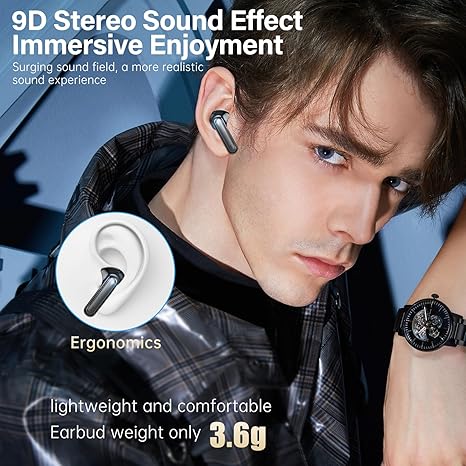 Wireless Earbuds, Bluetooth 5.3 Headphones HiFi Stereo 50H Playback LED Digital Display Ear Buds with ENC Noise
